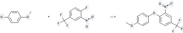 Benzene,1-(4-methoxyphenoxy)-2-nitro-4-(trifluoromethyl)- can be prepared by 4-Methoxy-phenol and 1-Fluoro-2-nitro-4-trifluoromethyl-benzene